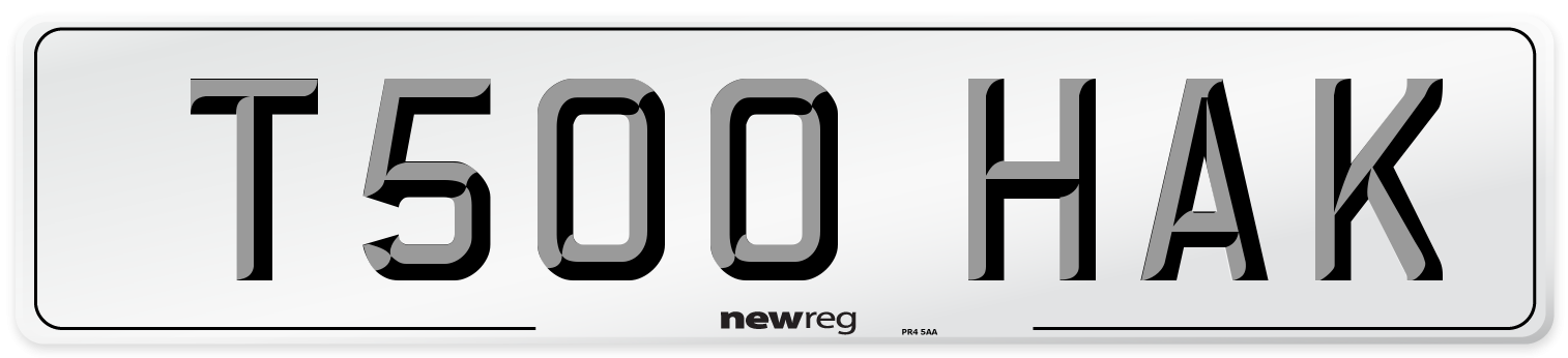 T500 HAK Number Plate from New Reg